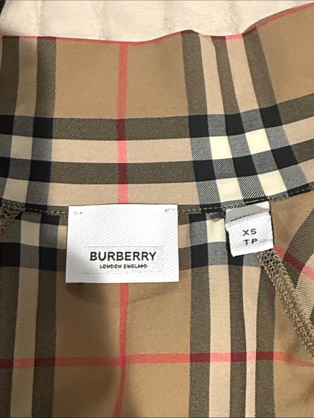 Burberry Beige Vintage Check Zip Neck Top